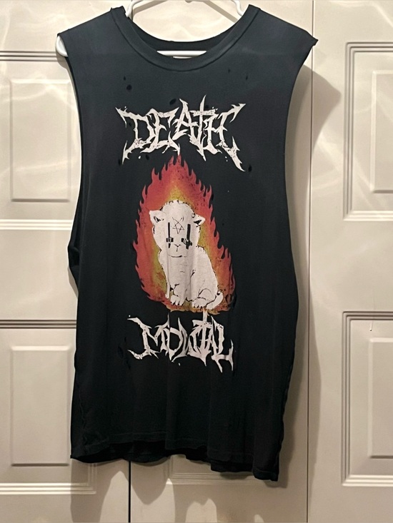 UNIF Tops - Unif death meowtal cat black cutoff t-shirt small vintage rare